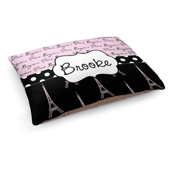 Custom Paris Bonjour and Eiffel Tower Dog Bed - Medium w/ Name or Text