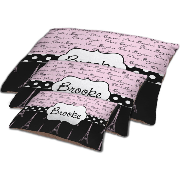 Paris Bonjour and Eiffel Tower Dog Beds - MAIN (sm, med, lrg)