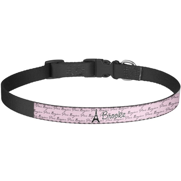 Custom Paris Bonjour and Eiffel Tower Dog Collar - Large (Personalized)