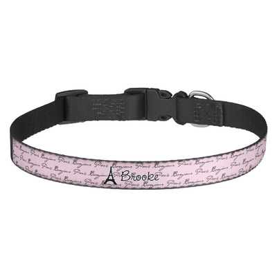 Paris Bonjour and Eiffel Tower Dog Collar (Personalized)