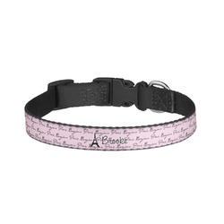 Paris Bonjour and Eiffel Tower Dog Collar - Small (Personalized)