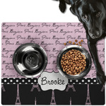 Paris Bonjour and Eiffel Tower Dog Food Mat - Large w/ Name or Text