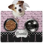 Paris Bonjour and Eiffel Tower Dog Food Mat - Medium w/ Name or Text
