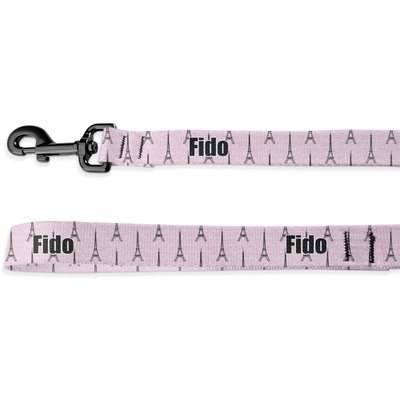 Paris Bonjour and Eiffel Tower Deluxe Dog Leash - 4 ft (Personalized)