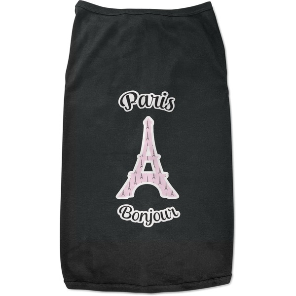 Custom Paris Bonjour and Eiffel Tower Black Pet Shirt - L (Personalized)