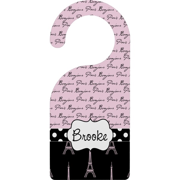 Custom Paris Bonjour and Eiffel Tower Door Hanger (Personalized)