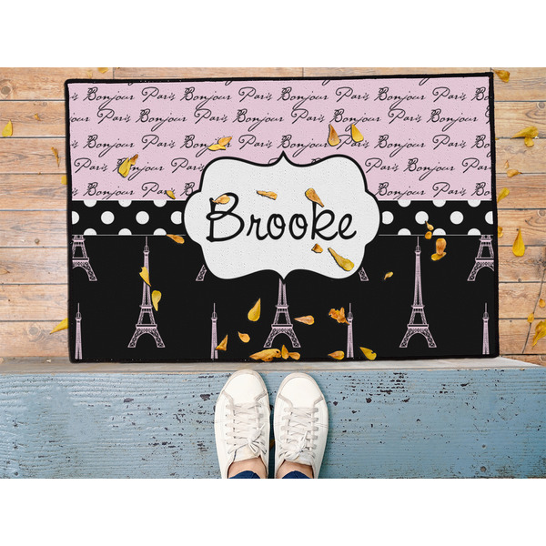 Paris Bonjour and Eiffel Tower Door Mat - LIFESTYLE (Med)