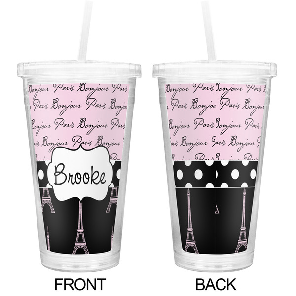 Paris Bonjour and Eiffel Tower Double Wall Tumbler with Straw - Approval