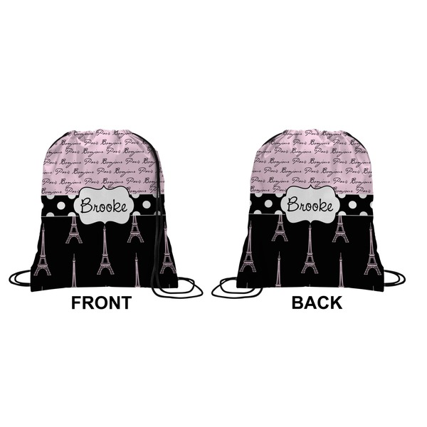 Paris Bonjour and Eiffel Tower Drawstring Backpack