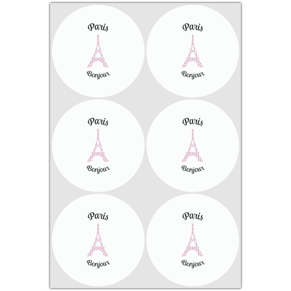 Paris Bonjour and Eiffel Tower Drink Topper - Large - Set of 6
