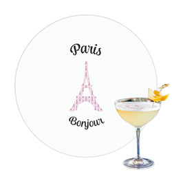 Paris Bonjour and Eiffel Tower Printed Drink Topper - 3.25" (Personalized)