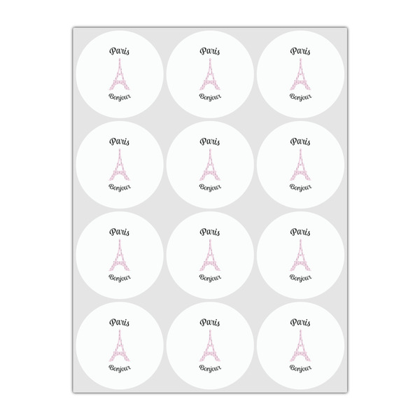 Paris Bonjour and Eiffel Tower Drink Topper - Small - Set of 12