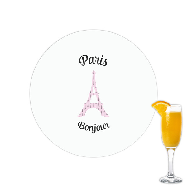 Custom Paris Bonjour and Eiffel Tower Printed Drink Topper - 2.15" (Personalized)
