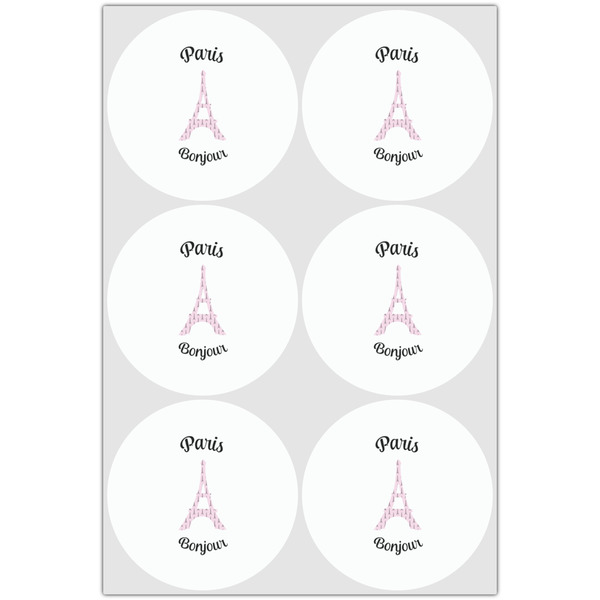 Paris Bonjour and Eiffel Tower Drink Topper - XLarge - Set of 6