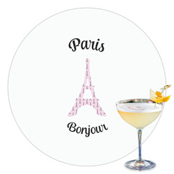 Paris Bonjour and Eiffel Tower Printed Drink Topper - 3.5" (Personalized)