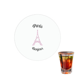 Paris Bonjour and Eiffel Tower Printed Drink Topper - 1.5" (Personalized)