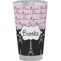 Paris Bonjour and Eiffel Tower Pint Glass - Full Color (Personalized)