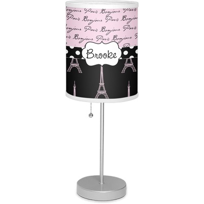 Paris Bonjour and Eiffel Tower 7" Drum Lamp with Shade (Personalized)