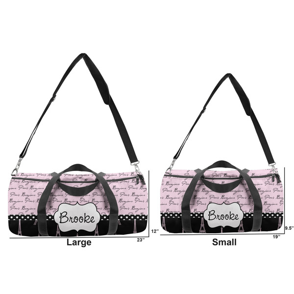 Paris Bonjour and Eiffel Tower Duffle Bag Small and Large
