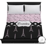 Paris Bonjour and Eiffel Tower Duvet Cover - Full / Queen (Personalized)
