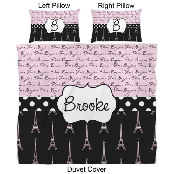 Paris Bonjour and Eiffel Tower Duvet Cover Set - King - Approval