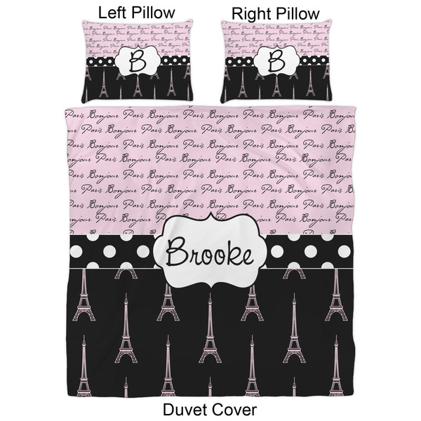 Paris Bonjour and Eiffel Tower Duvet Cover Set - Queen - Approval