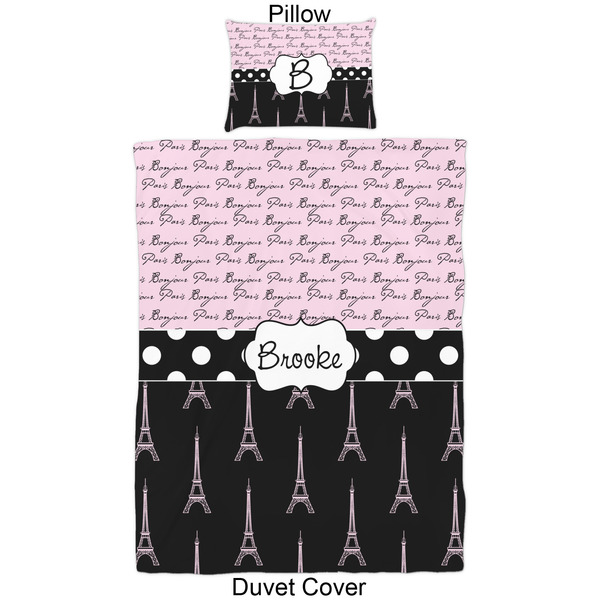 Paris Bonjour and Eiffel Tower Duvet Cover Set - Twin - Approval