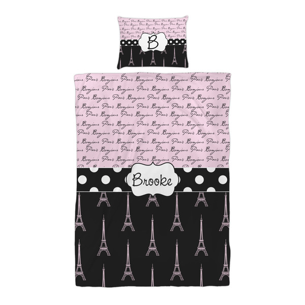 Paris Bonjour and Eiffel Tower Duvet Cover Set - Twin XL - Alt Approval