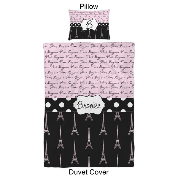 Paris Bonjour and Eiffel Tower Duvet Cover Set - Twin XL - Approval