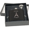 Paris Bonjour and Eiffel Tower Engraved Black Flask Gift Set