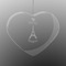 Paris Bonjour and Eiffel Tower Engraved Glass Ornaments - Heart