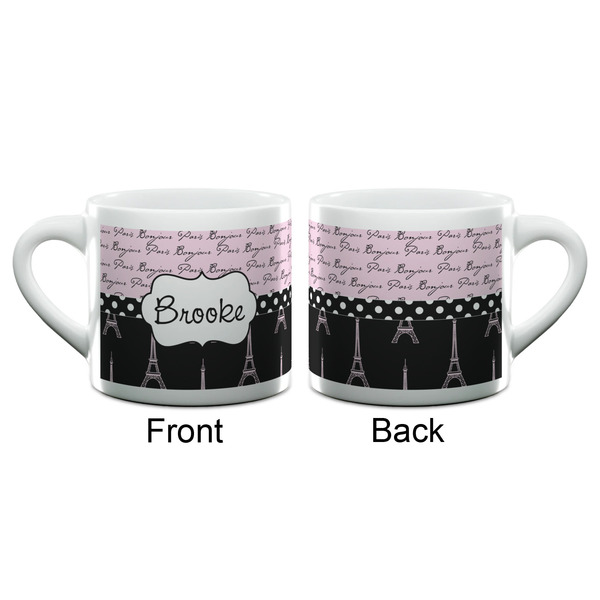 Paris Bonjour and Eiffel Tower Espresso Cup - 6oz (Double Shot) (APPROVAL)