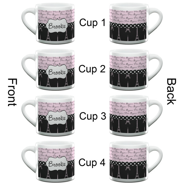 Paris Bonjour and Eiffel Tower Espresso Cup - 6oz (Double Shot Set of 4) APPROVAL
