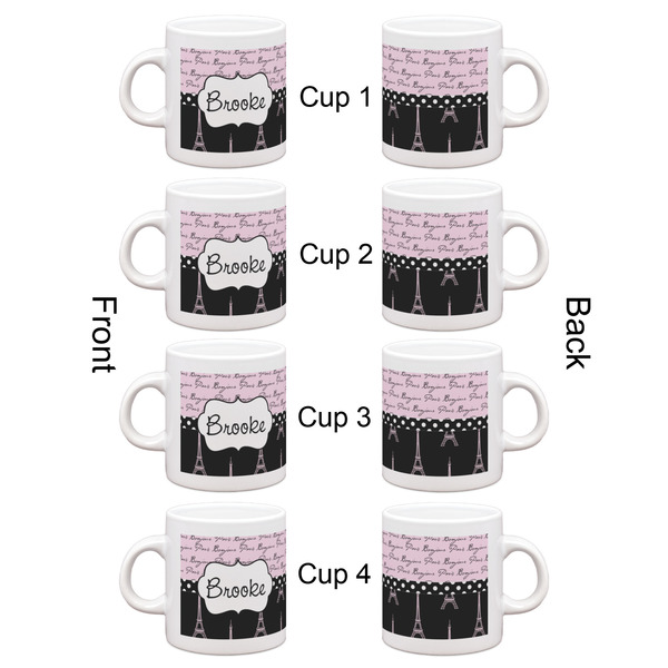Paris Bonjour and Eiffel Tower Espresso Cup Set of 4 - Apvl
