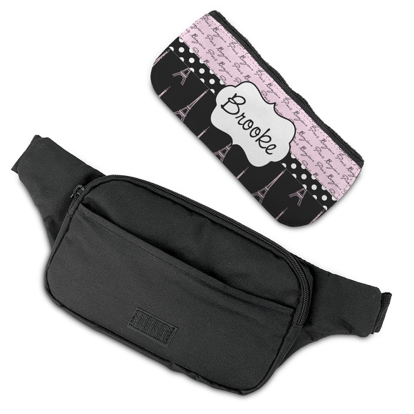 Paris Bonjour and Eiffel Tower Fanny Packs - FLAT (flap off)