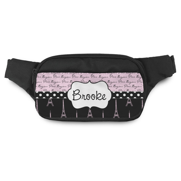 Custom Paris Bonjour and Eiffel Tower Fanny Pack - Modern Style (Personalized)
