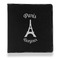Paris Bonjour and Eiffel Tower Leather Binder - 1" - Black - Front View