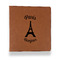 Paris Bonjour and Eiffel Tower Leather Binder - 1" - Rawhide - Front View
