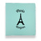 Paris Bonjour and Eiffel Tower Leather Binders - 1" - Teal - Front View