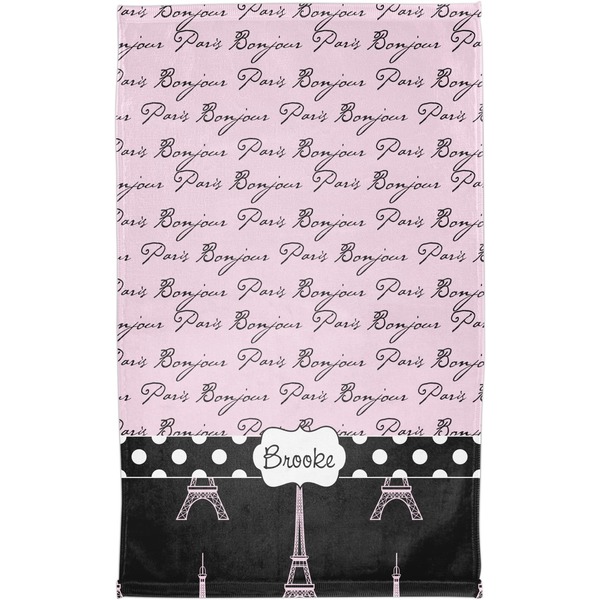 Paris Bonjour and Eiffel Tower Finger Tip Towel - Full View