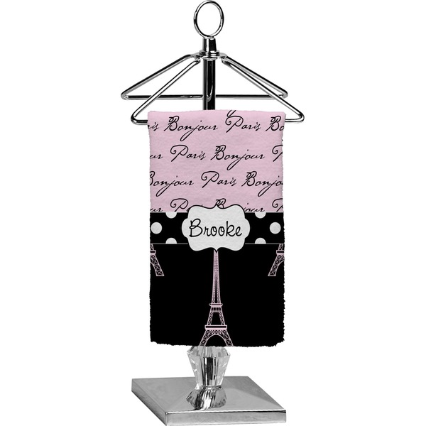 Custom Paris Bonjour and Eiffel Tower Finger Tip Towel - Full Print (Personalized)