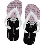 Paris Bonjour and Eiffel Tower Flip Flops - Small (Personalized)