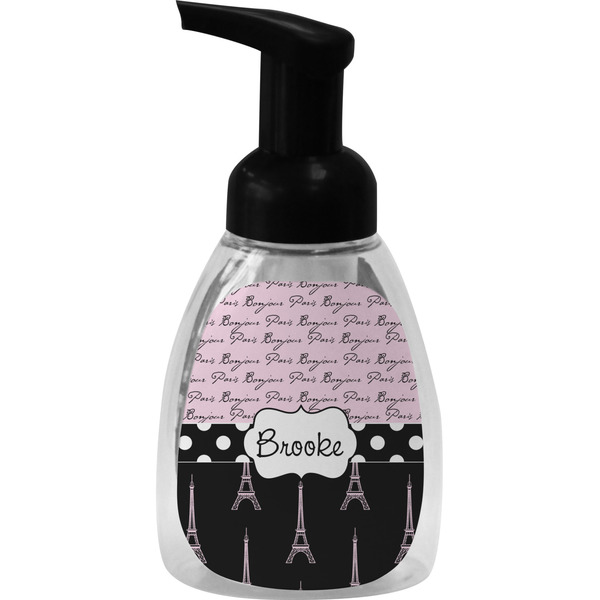 Custom Paris Bonjour and Eiffel Tower Foam Soap Bottle - Black (Personalized)