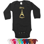 Paris Bonjour and Eiffel Tower Bodysuit w/Foil - Long Sleeves (Personalized)