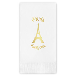 Paris Bonjour and Eiffel Tower Guest Napkins - Foil Stamped (Personalized)