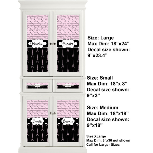 Paris Bonjour and Eiffel Tower Full Cabinet (Show Sizes)