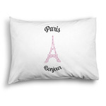 Paris Bonjour and Eiffel Tower Pillow Case - Standard - Graphic (Personalized)