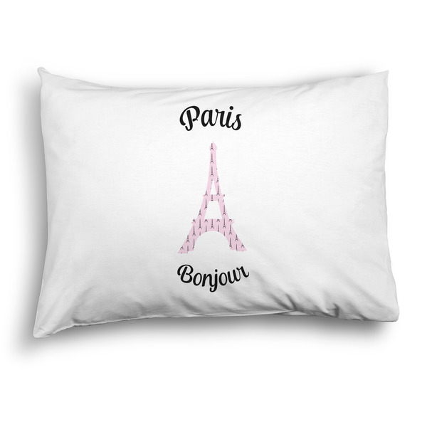 Custom Paris Bonjour and Eiffel Tower Pillow Case - Standard - Graphic (Personalized)