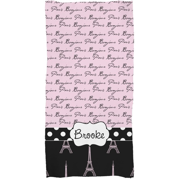 Paris Bonjour and Eiffel Tower Full Sized Bath Towel - Apvl