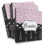 Paris Bonjour and Eiffel Tower 3 Ring Binder - Full Wrap (Personalized)